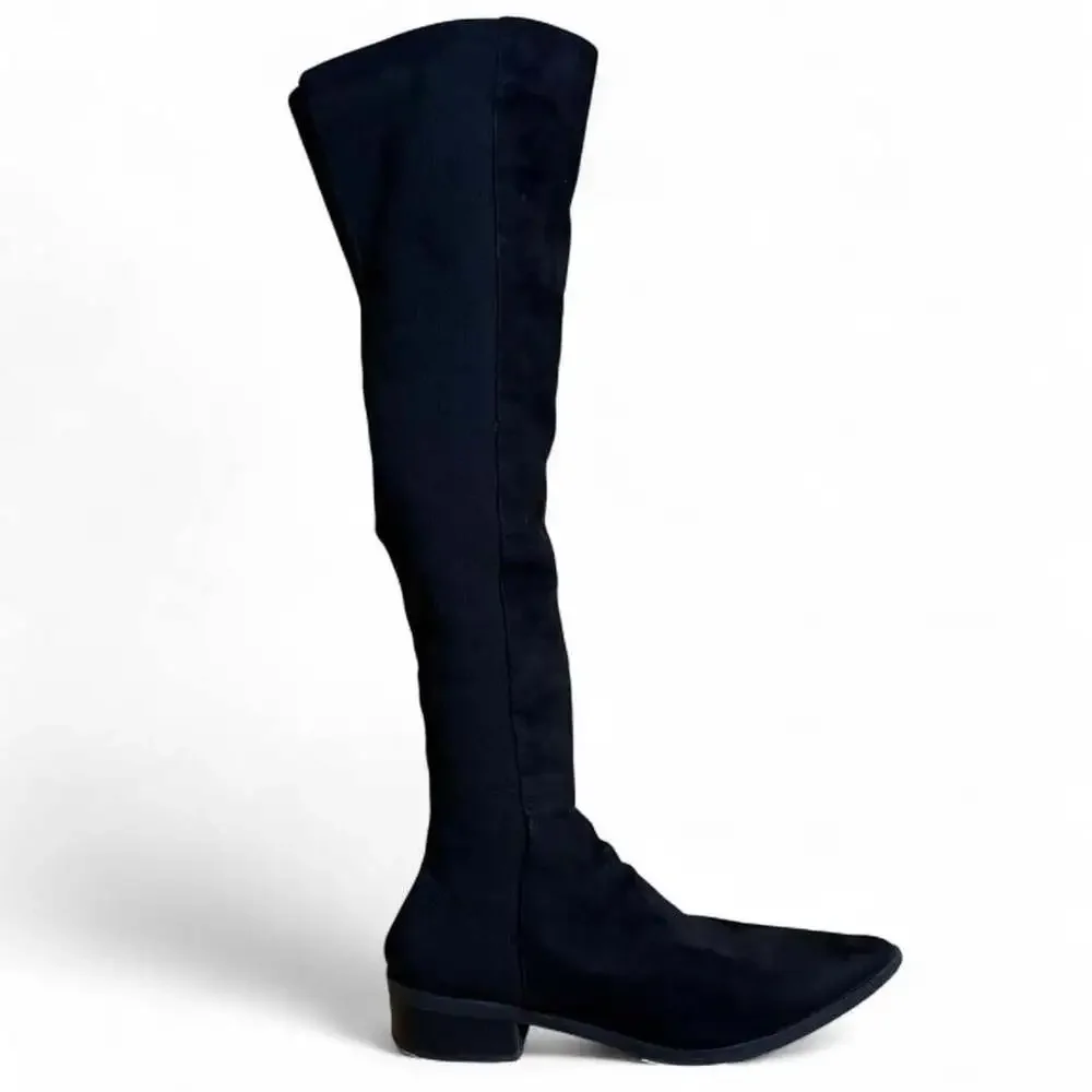 Steve Madden Jolly Black Faux Suede Over-the-Knee Boots